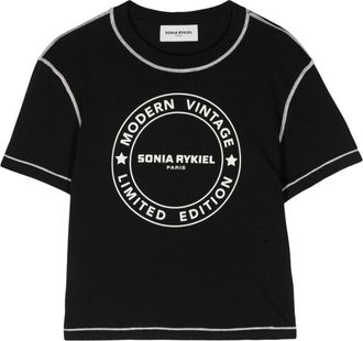 Sonia Rykiel logo-print cotton T-shirt - women - Cotton - S - Black