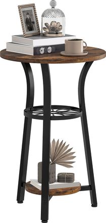 HOMCOM 3-Tier Small End Table Industrial 38 Cm Round Side Table Rustic Brown | TJ Hughes