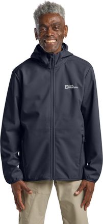 Jack Wolfskin Softshelljacke JACK WOLFSKIN BORNBERG HOODY M, Herren, Gr. XL (54/56), blau (night, blau), Obermaterial: 100% Polyester, Jacken Softshelljacke