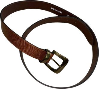 Berg&eacute; Womens Skinny Leather Belt With Bronze Links In Chocolate