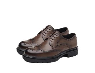 Generic Mens Genuine Leather Oxford Shoes Brogue Style British Classic Business Dress Footwear Formal Comfortable Shoes for Office Work and Daily Wear(Brown,6