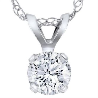 Pompeii3 14k White Gold 3/8ct Round Diamond Solitaire Pendant