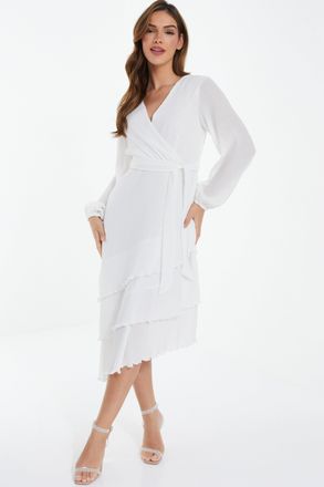 Quiz Womens Crinkle Chiffon Asymmetric Wrap Dress