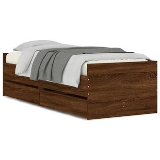 Berkfield Home Bed Frame Frame Brown Oak 75x190 cm Small Single Small Single