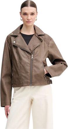 Guess Nada Biker Jacket - Dames - Zomerjassen - Bruin - 2XL - Polyester - Jassen