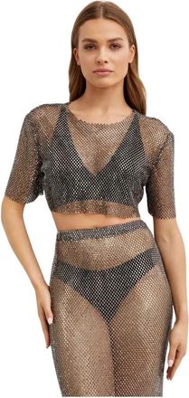 Santa Brands Mesh Crop Top - Dames - T-shirts - Zwart - Xs/S - Tops