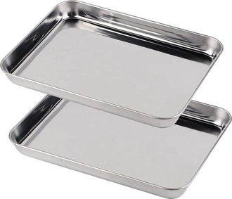OEM Bandejas Rectangulares De Acero Inoxidable Para Hornear, 2 Unidades, 23 X 17 X 25 Cm, Aptas Para Lavavajillas Y Horno