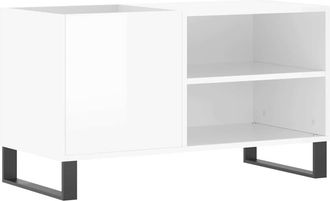 vidaXL Mueble De Discos Madera De Ingenier&iacute;a Blanco Brillo 85x38x48 Cm Vidaxl