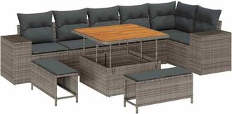 vidaXL Conjunto De Sof&aacute; De Jard&iacute;n 9 Pcs Gris 100 X 100 X 71 Cm Vidaxl