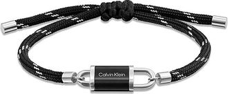 Calvin Klein Mens Medallion Logo Bracelet - Black - OS