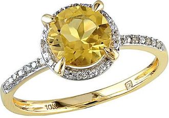 Rina Limor 10K 1.30 Ct. Tw. Diamond & Citrine Ring