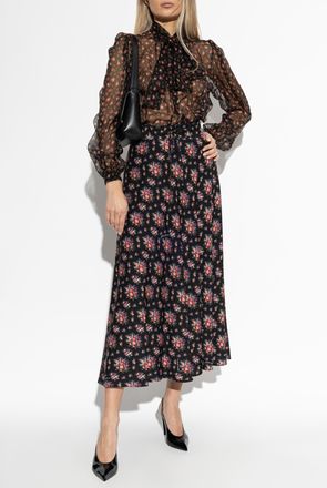 Dolce & Gabbana Silk Skirt With Floral Motif, Womens, Black