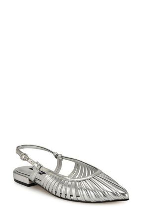 Nine West Duria Slingback Flat in Silver 040 at Nordstrom, Size 12