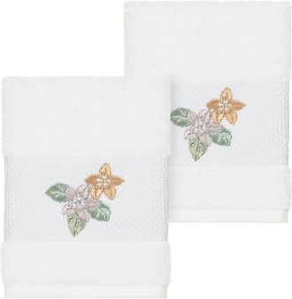 Linum Home Textiles 100% Turkish Cotton Caroline 2Pc Embellished Washcloth Set