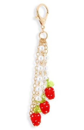 Leith Strawberry Beaded Bag Charm in Red Multi- Gold at Nordstrom Rack