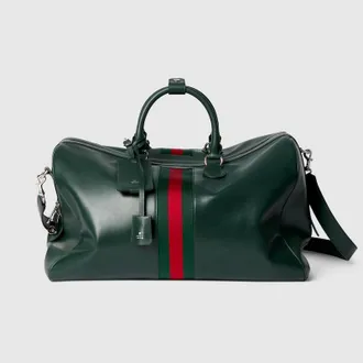 Gucci Web Trademark Medium Duffle Bag, Green, Leather