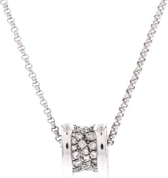 Bulgari B. Zero1 Pendant Necklace 18K White Gold with Pave Diamonds Mini