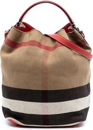 Burberry Pre-owned Burberry Medium Mega Check Canvas Ashby Bucket Bag Ladies SQ4ICZG8HGC7U59F