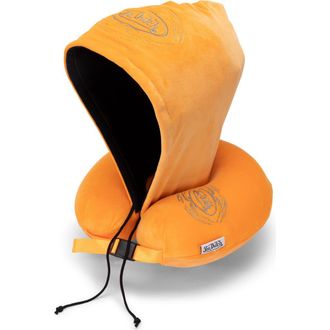 Von Dutch Pinstripe Hooded Memory Foam Travel Neck Pillow in Orange at Nordstrom