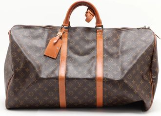 Louis Vuitton Brown Leather Coated Canvas Boston Bag Tote Bag (Pre-Owned)