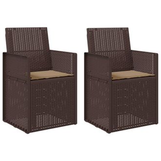 vidaXL Sillas De Comedor De Jard&iacute;n 2 Pcs Marr&oacute;n Y Topo Pp Vidaxl