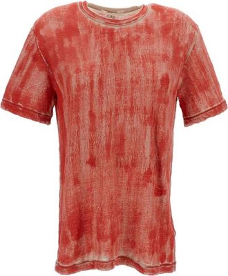 Comme Des Gar&ccedil;ons T-shirt met ronde hals en print - Dames - T-shirts - Oranje - M - Linnen - Tops