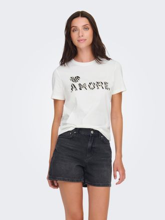 Only T-Shirt ONLY ONLDITTE LIFE RHNSTN S/S ANIMAL TOP JRS, Damen, Gr. XL, cloud dancer detail:heart, amore, Jersey, Obermaterial: 100% Baumwolle, bedruckt,