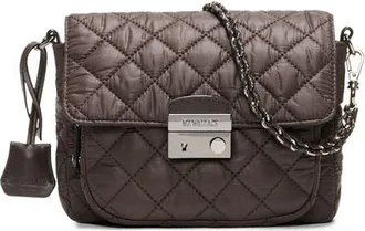MZ Wallace Small Crosby Lock Quilted Nylon Crossbody Bag in Espresso at Nordstrom