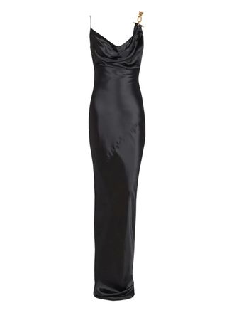Balmain chain-detail satin dress - Black