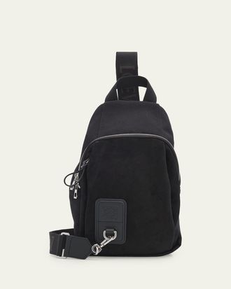 Loewe Mens Flex Canvas and Suede Sling Bag