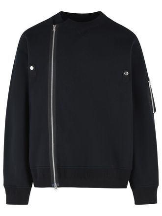 sacai Minimalist Black Cotton Blend Sweatshirt