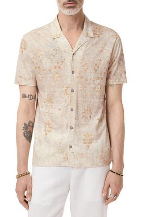 John Varvatos Espino Organic Linen Knit Camp Shirt in Dew Grey at Nordstrom, Size X-Small