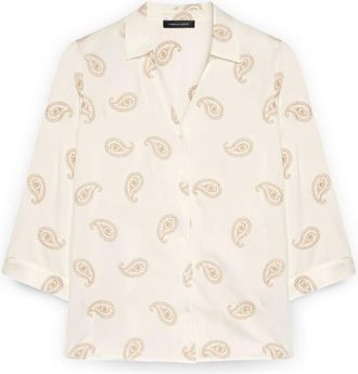Fiorella Rubino Viscose Blouse met Paisley Borduurwerk - Dames - Overhemden - Wit - 4XL - Polyester - Overhemden
