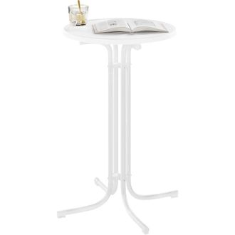 Woltu Mesa alta redonda plegable 70x110cm, Blanco - Woltu