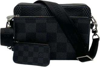 Louis Vuitton Pre-owned Canvas Shoulder Bag - Heren - Vintage Schoudertas - Zwart - ONE Size - Leer - Vintage