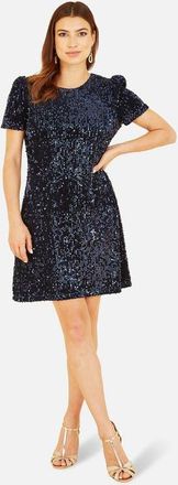 Yumi Sequin Tunic Mini Dress in Navy at Nordstrom, Size 14