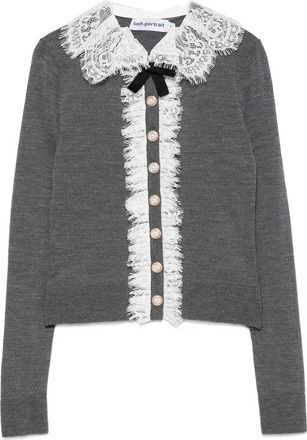 Self Portrait Lace-trimmed Cardigan