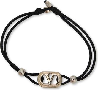 Valentino Garavani Vlogo Cord Bracelet - Heren - Armbanden - Zwart - ONE Size - Polyester - Accessoires