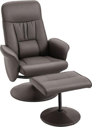 HOMCOM Homcom - Sill&oacute;n De Sal&oacute;n Con Otomana Reposapi&eacute;s Tapizado En Pu Sill&oacute;n Relax Reclinable Hasta 145&deg; Giratorio 360&deg; Para Sal&oacute;n Dormitorio Oficina 76x81x1