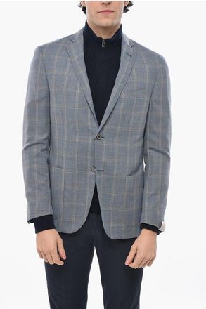 Corneliani Wool Single Breasted GATE Blazer With Check Motif size 50