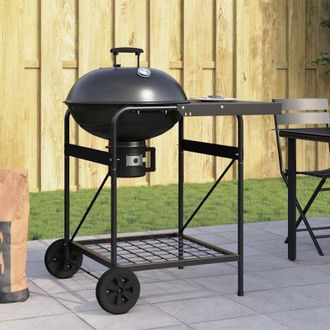 vidaXL Vidaxl - Parrilla Al Aire Libre Con Rueda Negro 96 X 72 X 113 Cm Metal