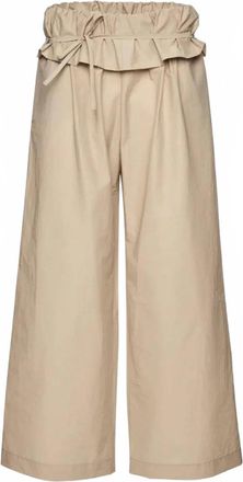 Magda Butrym Womens Low-Rise Ruffled Waist Trousers In Beige
