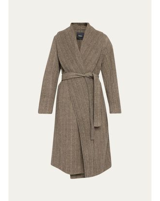 Theory Lux Herringbone Shawl Wrap Coat