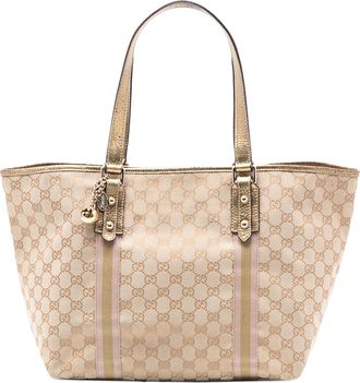 Gucci Pre-owned Womens Gg Canvas Jolicoeur Tote - Nude Textile - One Size