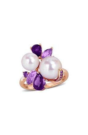 Delmar Cultured Pearl & Semiprecious Stone Cluster Ring in Purple at Nordstrom Rack, Size 6