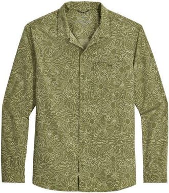 Royal Robbins Salathe Sun Print Recycled Polyester Button-Up Shirt in Olive Solar Pt at Nordstrom, Size Xx-Large