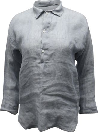 Ralph Lauren Popover Blouse in Grey Linen