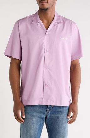Carhartt Work in Progress Delray Cotton & Lyocell Camp Shirt in Gentle Purple/white at Nordstrom, Size Xx-Large