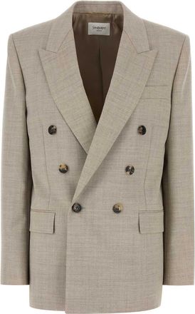 Saint Laurent Womens Cappuccino Wool Blazer - Tan - Size EU 42 (Womens)