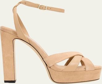 Jimmy Choo London 120mm Kove Mixed Leather Platform Sandals